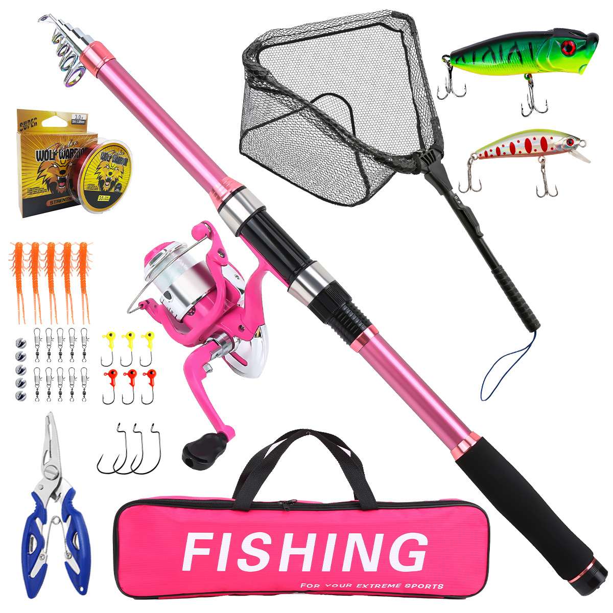 Fishing Rod Combo - Visset complete set met telescopische hengel